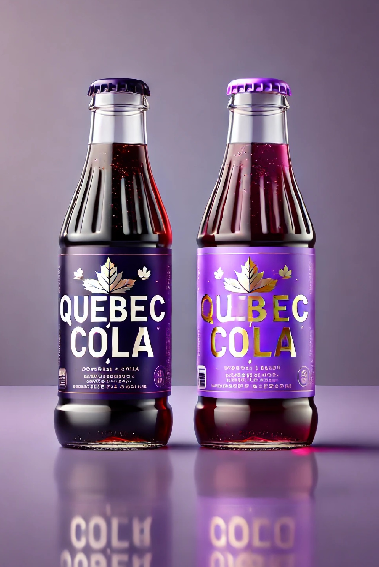 Québec-Cola Framboise, avec sa bouteille mauve en vitre !